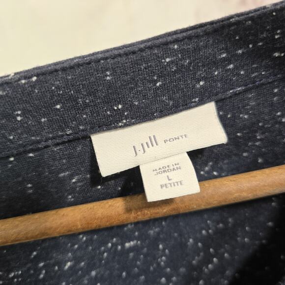 J Jill Dress Womens Large P Petite Navy Blue Speckled Fleck Shift Long Sleeve - Picture 3 of 11